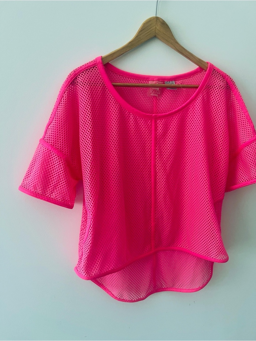 Cute Puma Neon Pink Fishnet Cropped Top Shirt | Kawaii Goth Workout
